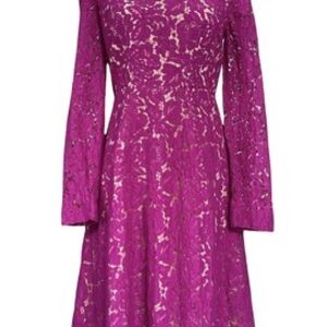 BCBGMaxAzria‎ Everley Lace Overlay Purple Sheer Long Sleeve Dress Size 4 Cutout